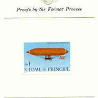 St Thomas & Prince Islands 1980 Airships 1Db (Paul Hanlein) imperf proof mounted on Format International proof card