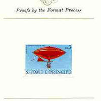 St Thomas & Prince Islands 1980 Airships 3Db (Gaston Brothers) imperf proof mounted on Format International proof card