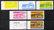 Eynhallow 1977 North American Animals 15p (Moose) set of 7 imperf progressive colour proofs comprising the 4 individual colours plus 2, 3 and all 4-colour composites unmounted mint