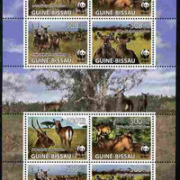 Guinea - Bissau 2008 WWF - Kobus perf sheetlet containing 2 x sets of 4 vaues unmounted mint as Michel 2626-49