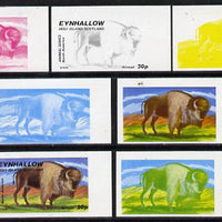 Eynhallow 1977 North American Animals 20p (Bison) set of 7 imperf progressive colour proofs comprising the 4 individual colours plus 2, 3 and all 4-colour composites unmounted mint