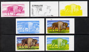 Eynhallow 1977 North American Animals 20p (Bison) set of 7 imperf progressive colour proofs comprising the 4 individual colours plus 2, 3 and all 4-colour composites unmounted mint