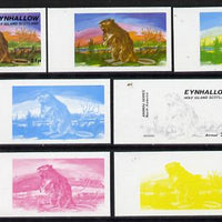 Eynhallow 1977 North American Animals 25p (Beaver) set of 7 imperf progressive colour proofs comprising the 4 individual colours plus 2, 3 and all 4-colour composites unmounted mint