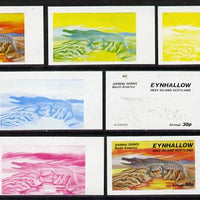 Eynhallow 1977 North American Animals 30p (Alligator) set of 7 imperf progressive colour proofs comprising the 4 individual colours plus 2, 3 and all 4-colour composites unmounted mint