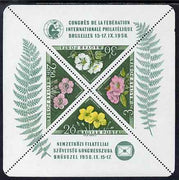 Hungary 1958 International Philatelic Federation Congress - Flowers perf m/sheet containing 4 triangulars unmounted mint SG MS 1533a