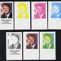 Staffa 1977 Carter/Mondale Inauguration 20p James Carter (President) set of 7 imperf progressive colour proofs comprising the 4 individual colours plus 2, 3 and all 4-colour composites unmounted mint