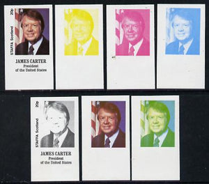 Staffa 1977 Carter/Mondale Inauguration 20p James Carter (President) set of 7 imperf progressive colour proofs comprising the 4 individual colours plus 2, 3 and all 4-colour composites unmounted mint