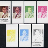 Staffa 1977 Carter/Mondale Inauguration 20p Walter Mondale (Vice President) set of 7 imperf progressive colour proofs comprising the 4 individual colours plus 2, 3 and all 4-colour composites unmounted mint