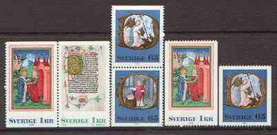 Sweden 1976 Christmas (Book illustrations) set of 4 ex booklets plus additional 65ö & 1k from coils (total 6 vals) unmounted mint SG 907-10