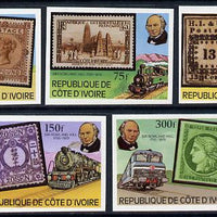 Ivory Coast 1979 Death Centenary of Rowland Hill (Stamps & Trains) imperf set of 5 vals unmounted mint