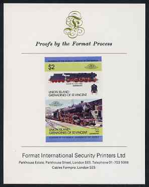 St Vincent - Union Island $2 Locomotive class 01 (4-6-2) imperf se-tenant proof pair mounted on Format International proof card