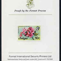 Antigua 1976 Bougainvillea 10c (without imprint) imperf proof mounted on Format International proof card (as SG 476A)