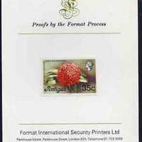 Antigua 1976 Flames of the Wood 35c (with imprint) imperf proof mounted on Format International proof card (as SG 480B)
