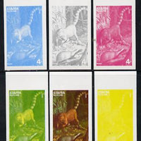 Staffa 1977 Wild Animals 4p (Grison & Coati) set of 6 imperf progressive colour proofs comprising the 4 individual colours plus 2 and all 4-colour composites unmounted mint