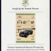 Nevis 1985 $1.15 MG K3 Magnette (1933) imperf se-tenant proof pair mounted on Format International proof card (as SG 332a)