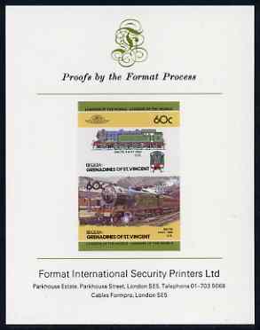 St Vincent - Bequia 60c Baltic (4-6-4T) imperf se-tenant proof pair mounted on Format International proof card