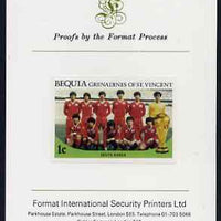 St Vincent - Bequia 1986 World Cup Football 1c (S Korean Team) imperf proof mounted on Format International proof card