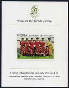 St Vincent - Bequia 1986 World Cup Football 1c (S Korean Team) imperf proof mounted on Format International proof card