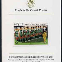 St Vincent - Bequia 1986 World Cup Football 5c (Algerian Team) imperf proof mounted on Format International proof card