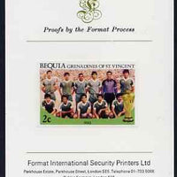 St Vincent - Bequia 1986 World Cup Football 2c (Iraqi Team) imperf proof mounted on Format International proof card