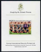 St Vincent - Bequia 1986 World Cup Football 2c (Iraqi Team) imperf proof mounted on Format International proof card