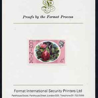 Dominica 1975-78 Egg Plant 4c imperf proof mounted on Format International proof card, as SG 494