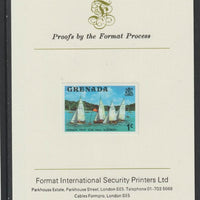 Grenada 1975 Yacht Club Race 1c imperf proof mounted on Format International proof card (as SG 650)