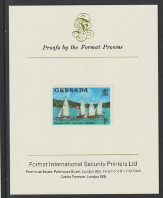 Grenada 1975 Yacht Club Race 1c imperf proof mounted on Format International proof card (as SG 650)