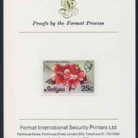 Antigua 1976 Hibiscus 25c (with imprint) imperf proof mounted on Format International proof card (as SG 479B)