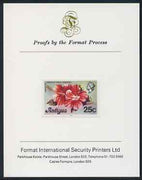 Antigua 1976 Hibiscus 25c (with imprint) imperf proof mounted on Format International proof card (as SG 479B)