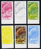 Staffa 1977 Wild Animals 15p (Agouti & Ocelot) set of 6 imperf progressive colour proofs comprising the 4 individual colours plus 2 and all 4-colour composites unmounted mint