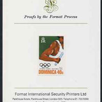 Dominica 1976 Olympic Games 40c (Relay) imperf proof mounted on Format International proof card (as SG 518)