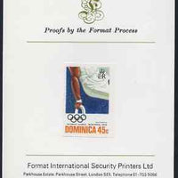 Dominica 1976 Olympic Games 45c (Gymnastics) imperf proof mounted on Format International proof card (as SG 519)