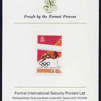 Dominica 1976 Olympic Games 60c (Sailing) imperf proof mounted on Format International proof card (as SG 520)