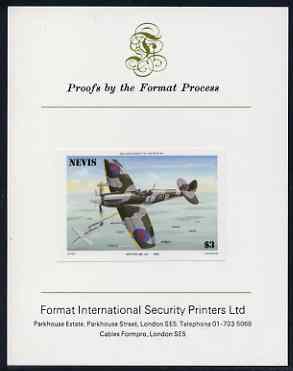 Nevis 1986 Spitfire $3 (Mark XII) imperf proof mounted on Format International proof card (as SG 374)