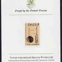 Gambia 1987 Musical Instruments 1d25 (Bolongbato & Konting) imperf proof mounted on Format International proof card as SG 688