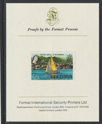 Grenada 1968-71 Yachting 75c imperf proof mounted on Format International proof card (as SG 317a)