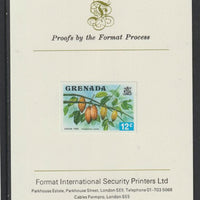 Grenada 1975 Cocoa Tree 12c imperf proof mounted on Format International proof card (as SG 657)