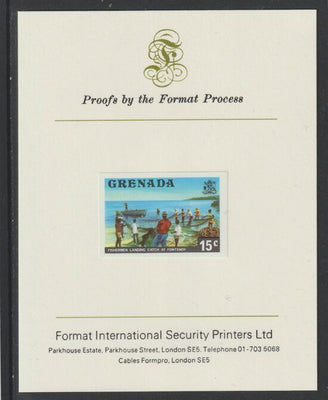 Grenada 1975 Fishermen 15c imperf proof mounted on Format International proof card (as SG 658)