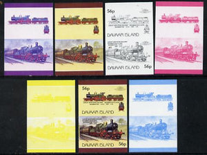 Davaar Island 1983 Locomotives #1 GWR Badminton Class 4-4-0 loco 56p set of 7 imperf se-tenant progressive colour proofs comprising the 4 individual colours plus 2, 3 and all 4-colour composites unmounted mint