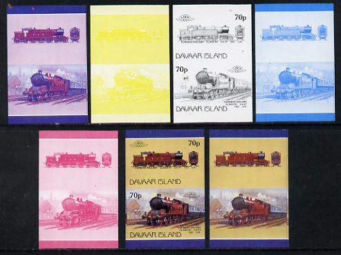 Davaar Island 1983 Locomotives #1 Furness Railway Class N1 4-6-4T loco 70p set of 7 imperf se-tenant progressive colour proofs comprising the 4 individual colours plus 2, 3 and all 4-colour composites unmounted mint