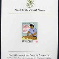 St Vincent 1987 Child Health $1 (as SG 1052) imperf proof mounted on Format International proof card