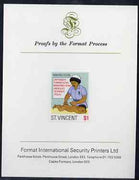 St Vincent 1987 Child Health $1 (as SG 1052) imperf proof mounted on Format International proof card