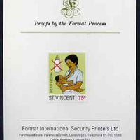 St Vincent 1987 Child Health 75c (as SG 1051) imperf proof mounted on Format International proof card