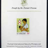St Vincent 1987 Child Health 75c (as SG 1051) imperf proof mounted on Format International proof card