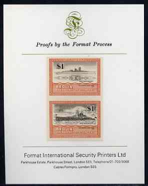 St Vincent - Bequia 1985 Warships of World War 2, $1 KM Admiral Graf Spee imperf se-tenant proof pair mounted on Format International proof card