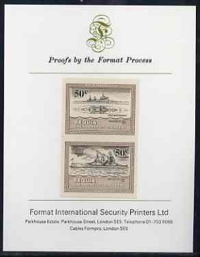 St Vincent - Bequia 1985 Warships of World War 2, 50c HMS Duke of York imperf se-tenant proof pair mounted on Format International proof card