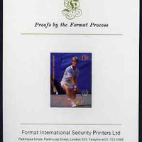 St Vincent - Bequia 1988 International Tennis Players 15c (Anders Jarryd) imperf proof mounted on Format International proof card