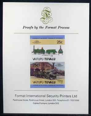 Tuvalu - Vaitupu Locomotives #1 - 25c 'Columbine 2-2-2' imperf se-tenant proof pair mounted on Format International proof card