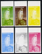 Staffa 1977 Birds of Prey #01 Greenland Gyrfalcon 3.5p set of 6 imperf progressive colour proofs comprising the 4 individual colours plus 2 and all 4-colour composites unmounted mint
